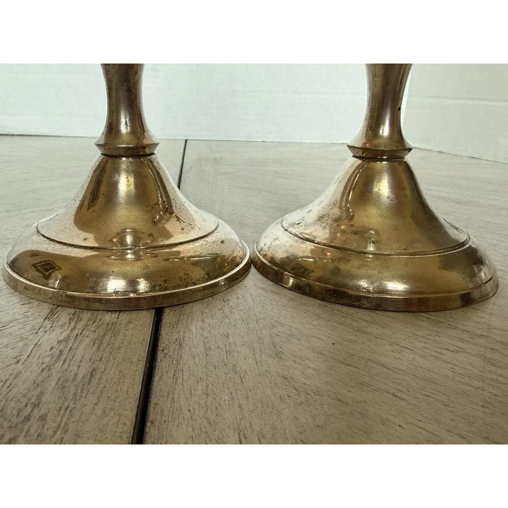 Vintage Silver Plate Candlesticks Pair India Ornate‎ Baluster Taper EPNS 9.5”